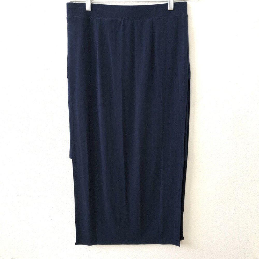 G.I.L.I. Jetsetter Side Slit Maxi Skirt Navy Blue Size Small Women's - Picture 6 of 8